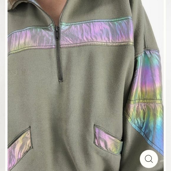 NWT Free People Movement Away We Go Half Zip Hoodie Medium Iridescent Stripe - Picture 5 of 6